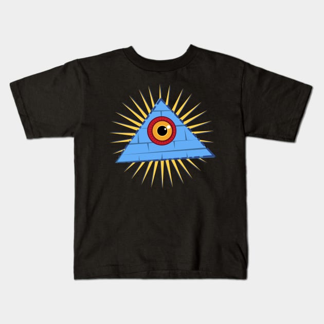 Pyramid Eye Kids T-Shirt by synaptyx